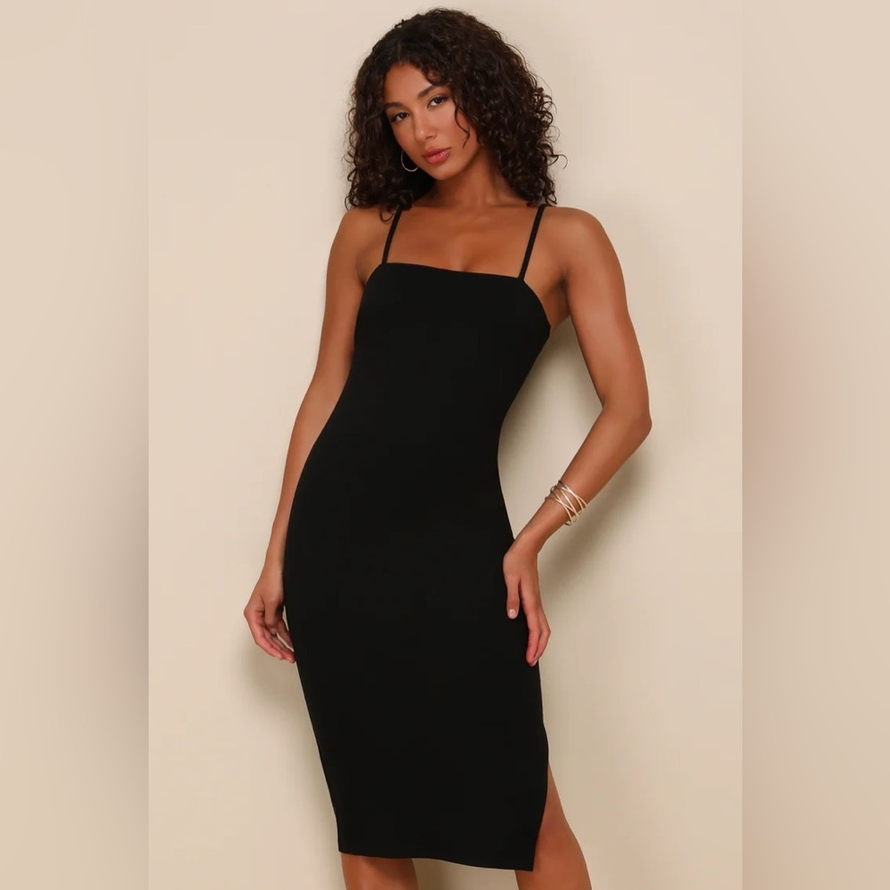 Paulina Black Bodycon Midi Dress